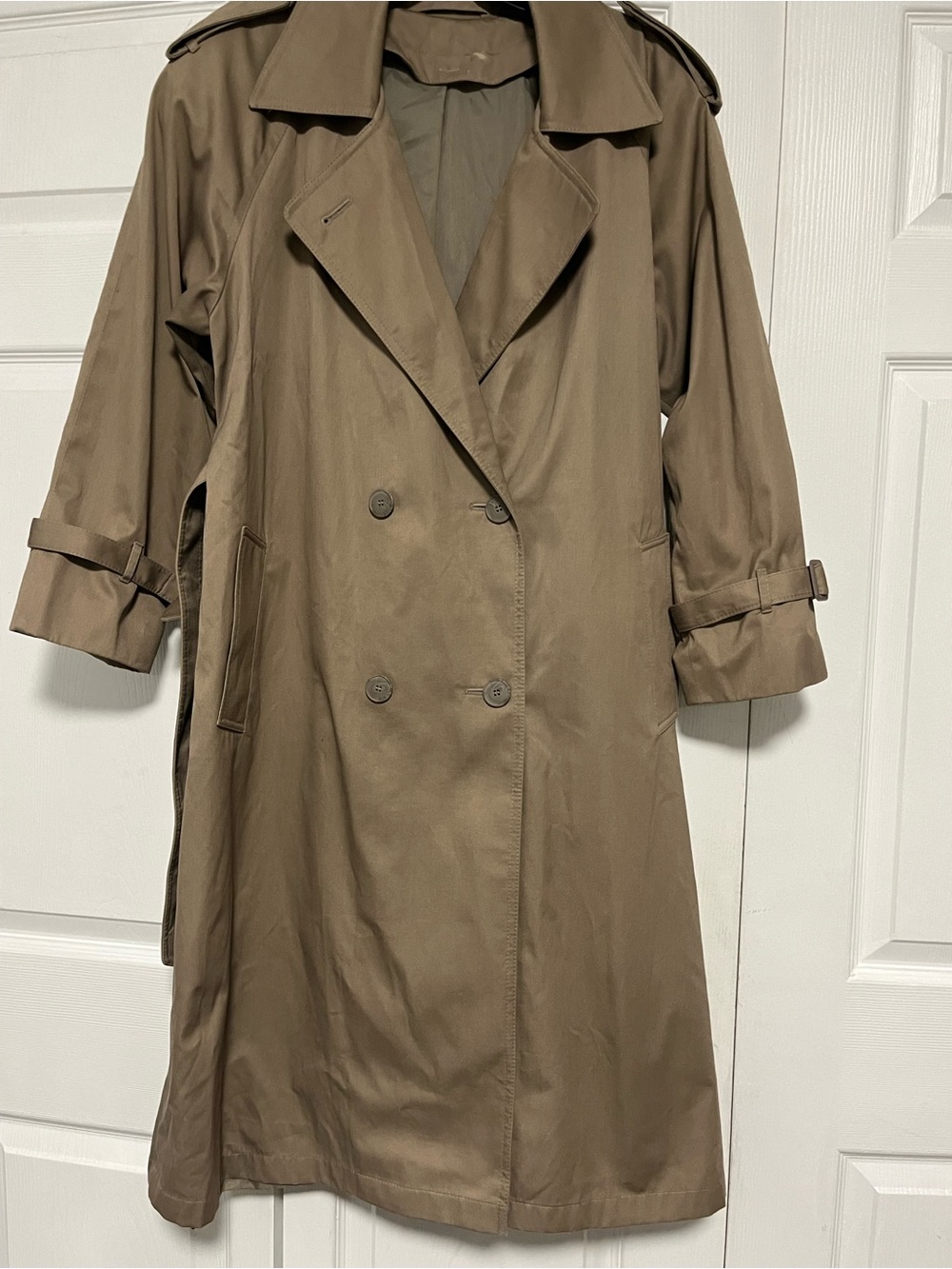 Classic Women's Taupe Trench Coat - Double-Breasted Outerwear